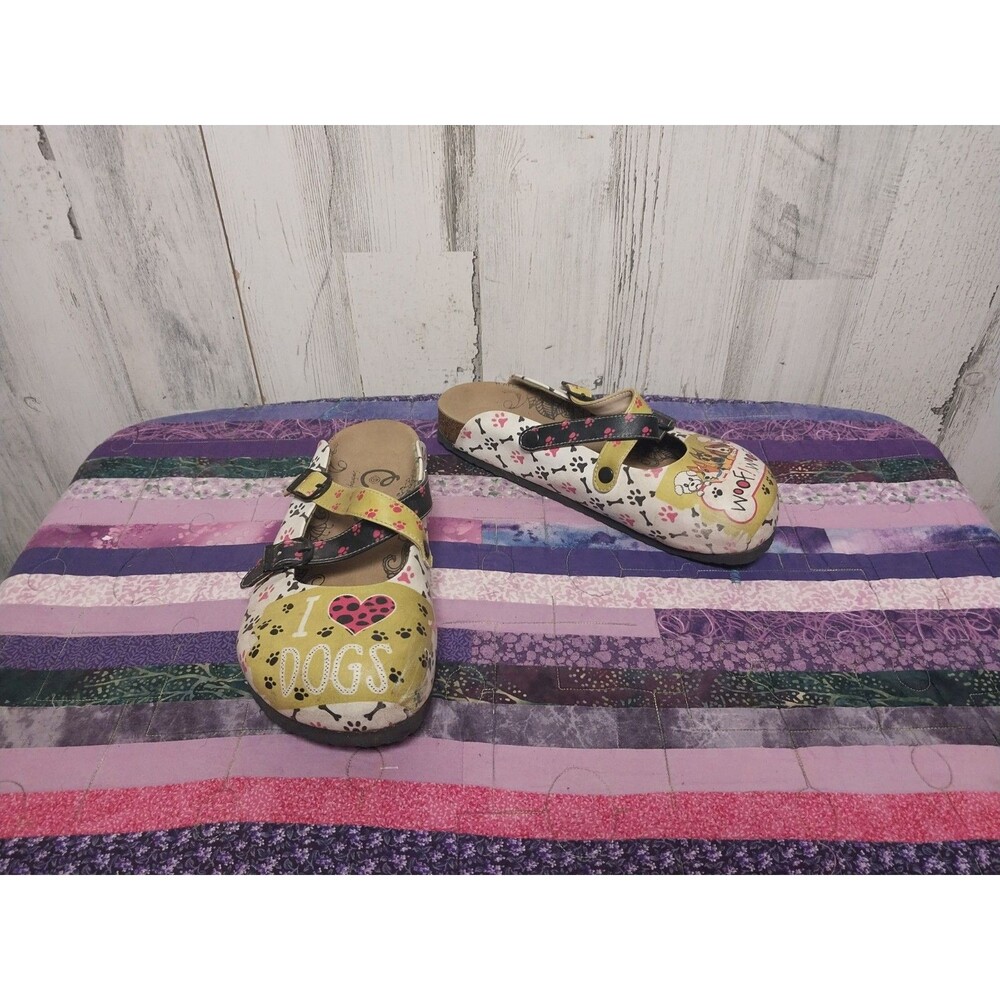 Calceo I Love Dogs Mary Jane Clogs Size 40